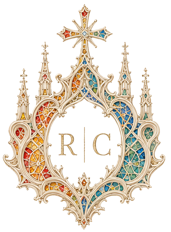 Rachelle and Clayton's stained-glass crest